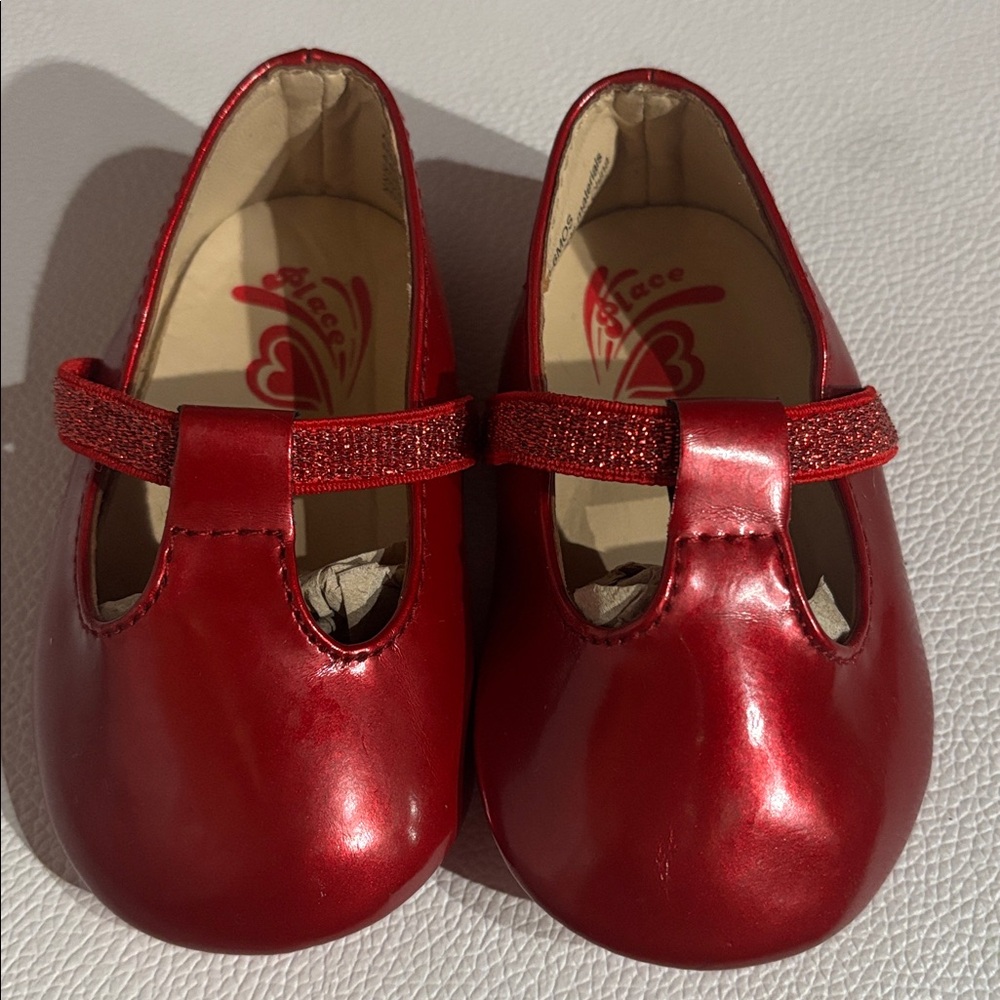 Crib baby girl Red Kids Shoes/ mary Jane , elastic strap